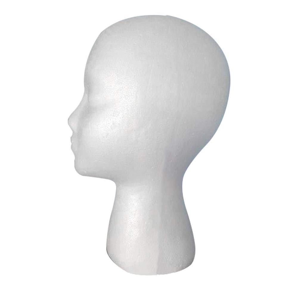 Yirtree 11 inch Styrofoam Wig Head - Tall Female Foam Mannequin Head - Style, Model and Display Hair, Hats and Hairpieces - for Home, Salon and Travel